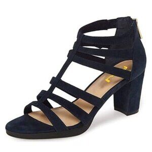FSJ Women Chunky Mid High Heel Sandals Open Toe T-Strap Pumps Cutout Dress Party